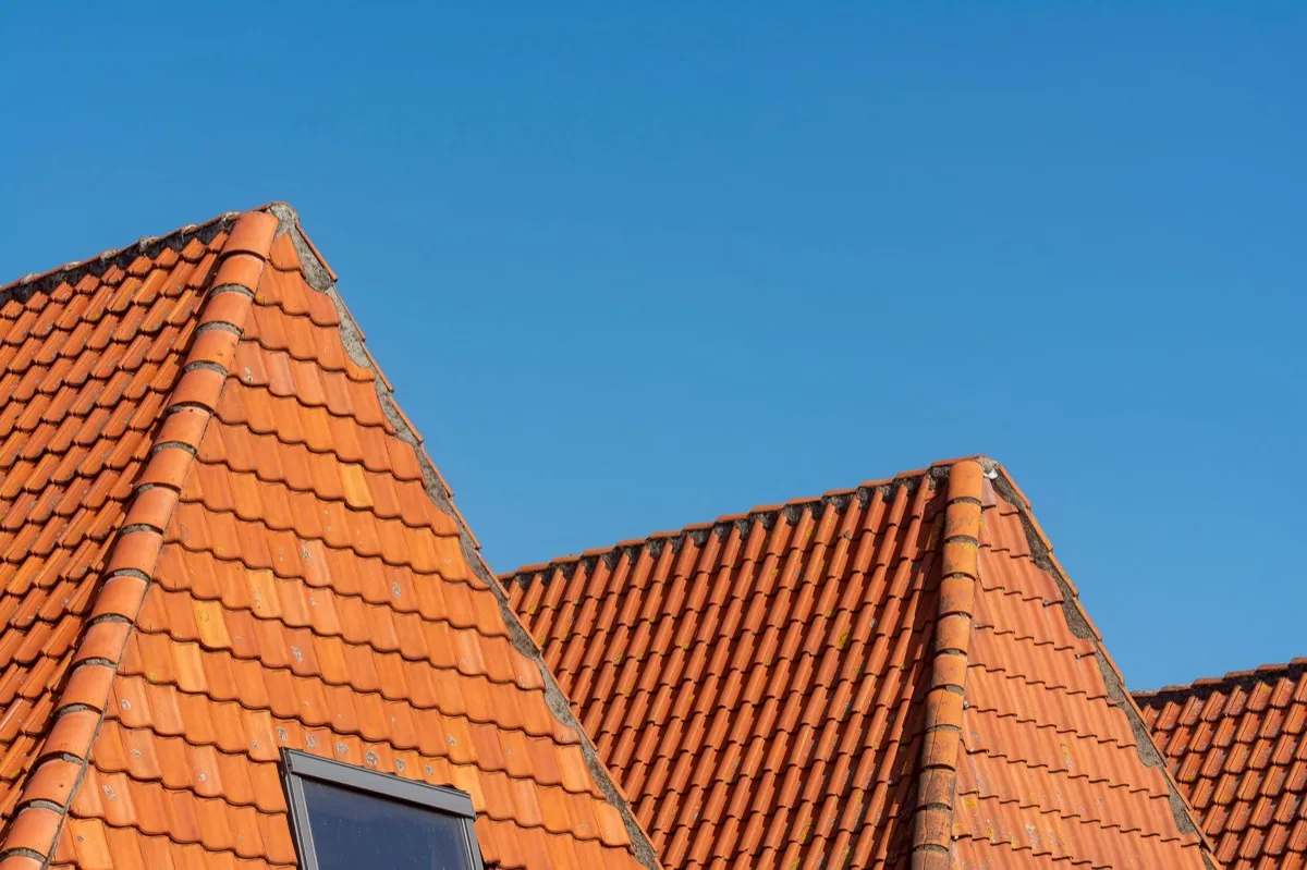 Clay barrel tile rooflines on homes in Del Rio, TX